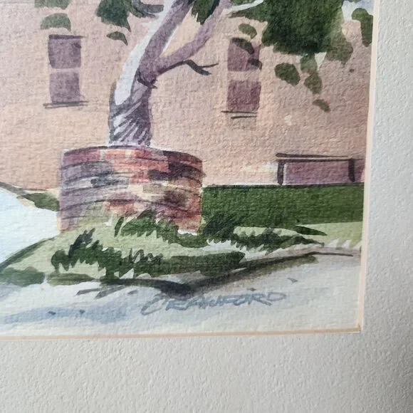 VTG Signed Watercolor Piper Playhouse Crawford 1970s 19.5x15.5 See Photos